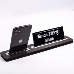 Ahşap İsimlik Kartvizitlik Telefonluk Ofis Masa İsimliği Gümüş - 3