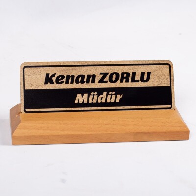 Ahşap Sade İsimlik Ofis Masa İsimliği İşyeri Hediye Ucuz İsimlik - 2