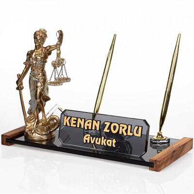 Avukat Masaüstü İsimlik Themis Heykel Ofis Hediyesi Masa İsimliği - 2