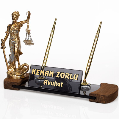 Avukata Hediye Themis Adalet Heykel Masa İsimliği Kristal İsimlik - 2