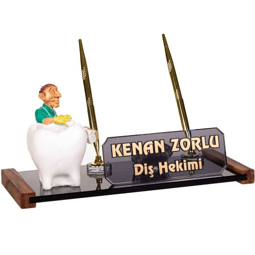 Diş Hekimi Biblolu Masa İsimliği Hediye Masaüstü Kristal İsimlik - isimliksepeti