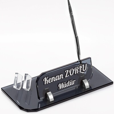 Forte Kristal İsimlik Gümüş Yeni İş Hediyesi Ofis Masa İsimliği - 2