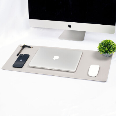 Gri Pu Deri Ofis Masa Matı Laptop Sümen Takımı Geniş Mouse Pad - 2