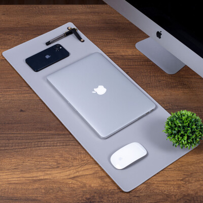 Gri Pu Deri Ofis Masa Matı Laptop Sümen Takımı Geniş Mouse Pad - 1