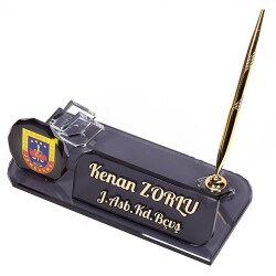Jandarma Kristal Masa İsimliği Terfi Hediyesi Masaüstü İsimlik - 1
