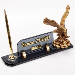 Kartal Biblolu Vina Kristal Masa İsimliği Hediye Ofis İsimlik - 2