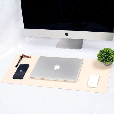 Krem Renk Pu Deri Ofis Masa Matı Laptop Sümen Takımı Geniş Mouse Pad - 2