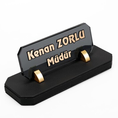 Lima Deri Masa İsimliği Kabartma Yazılı Hediye Masa İsimlik - 2