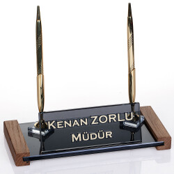 Lizbon Altın Kristal Masa İsimliği Hediye Ofis Masaüstü İsimlik - 1