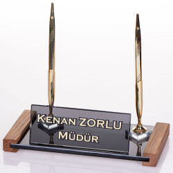 Lizbon Altın Kristal Masa İsimliği Hediye Ofis Masaüstü İsimlik - 2