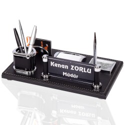 Meis Ofis Masa İsimlik Seti İş Yeri Hediyesi Deri Masa İsimliği - 1