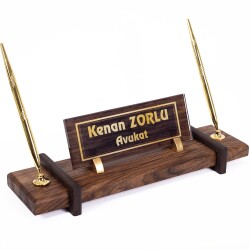 Naturel Ahşap Masa İsimliği Yeni İş Yeri Hediye Ofis Masa İsimlik - 1