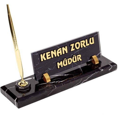 Neta Mermer Masa İsimliği Kabartma Yazılı Ofis Hediyesi İsimlik - isimliksepeti