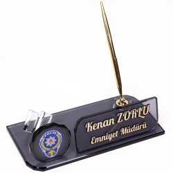 Polis Kristal Masa İsimliği Terfi Tayin Hediyesi Masaüstü İsimlik - 2