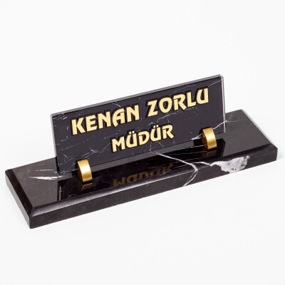 Rota Mermer Masa İsimliği Kabartma Yazılı Ofis Hediyesi İsimlik - 1