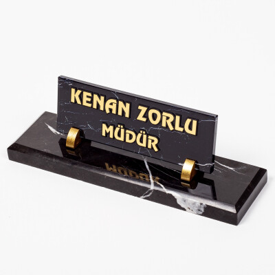 Rota Mermer Masa İsimliği Kabartma Yazılı Ofis Hediyesi İsimlik - 2