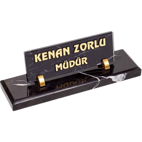 Rota Mermer Masa İsimliği Kabartma Yazılı Ofis Hediyesi İsimlik - 1