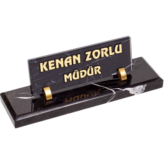 Rota Mermer Masa İsimliği Kabartma Yazılı Ofis Hediyesi İsimlik - 1