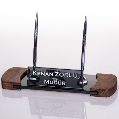 Royal Kristal Masa İsimliği Hediye Ahşap Ofis Masaüstü İsimlik - 2