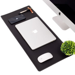 Siyah Pu Deri Ofis Masa Matı Laptop Sümen Takımı Geniş Mouse Pad - 1