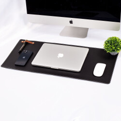 Siyah Pu Deri Ofis Masa Matı Laptop Sümen Takımı Geniş Mouse Pad - 2