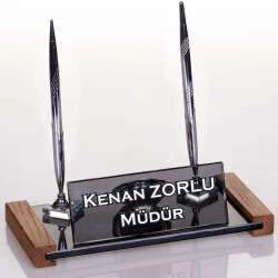 Tokyo Kristal Masa İsimliği Hediye Ahşap Ofis Masaüstü İsimlik - 2