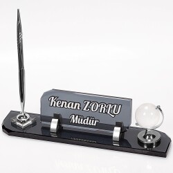 Venüs Gümüş Kristal Masa İsimliği Büro Ofis Masaüstü İsimlik - 1