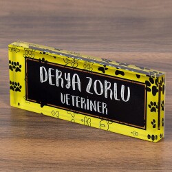 Veteriner Kristal Masa İsimliği Hediye Ofis Masaüstü İsimlik - 2