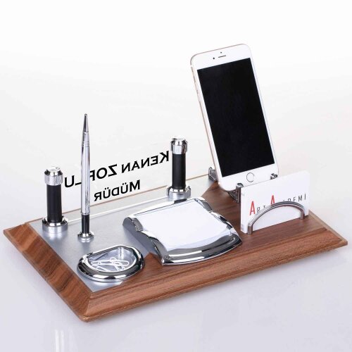 Wood Art Masaüstü İsimlik Seti Hediye Ahşap Ofis Masa İsimliği - isimliksepeti
